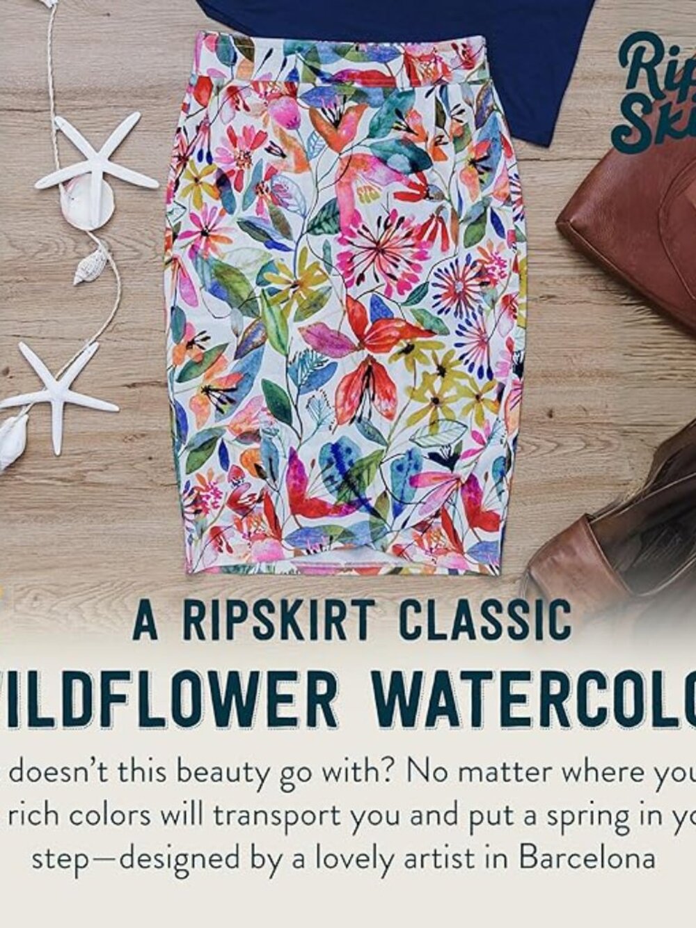 RipSkirt Hawaii skirt, Length 3, Wildflower Watercolor size XS